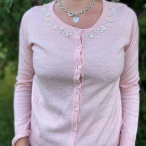 Vintage Pink Pearl Detail Cardigan